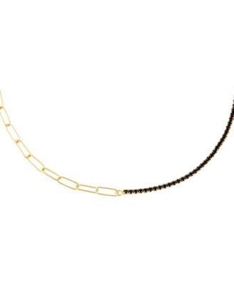 Photo 1 of Adina's Jewels Colored Tennis x Link Necklace in 14k Gold Plated Over Sterling Silver