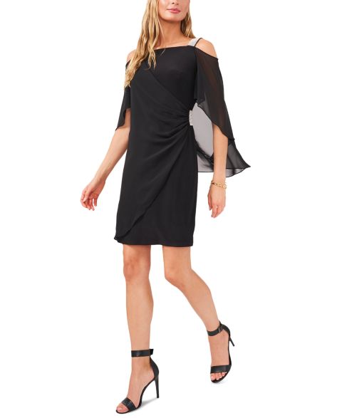 Женское платье MSK Beaded-Strap Capelet-Back, цвет: Чёрный