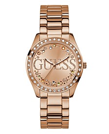 Women's Rose Gold-Tone Glitz Stainless Steel Bracelet Watch, 39mm