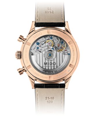 Men's Swiss Automatic Chronograph Multifort Black Leather Strap Watch 42mm