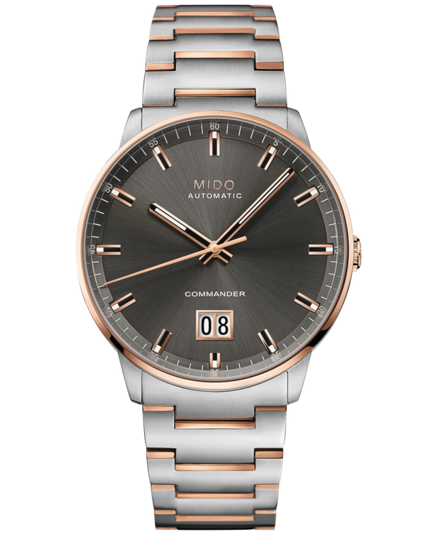 Мужские часы Mido Swiss Automatic Commander Big Date Two Tone Stainless Steel Bracelet Watch 42mm — фото 1