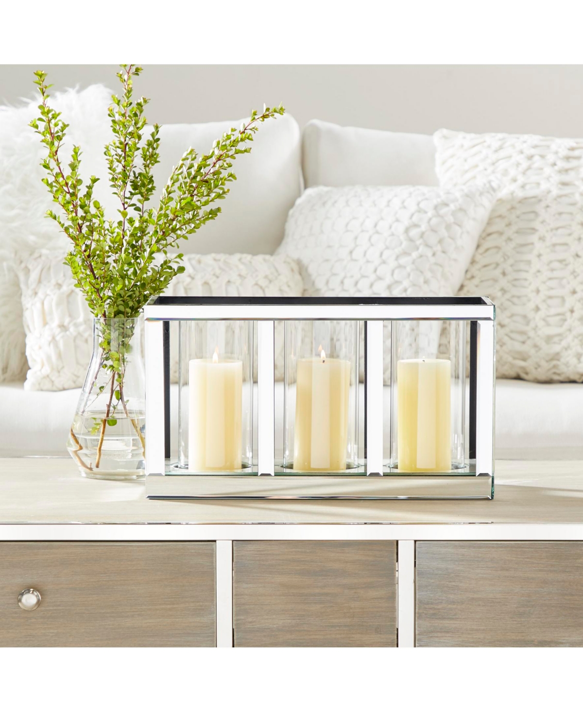 Mirror Glam Candlestick Holders - Silver-Tone