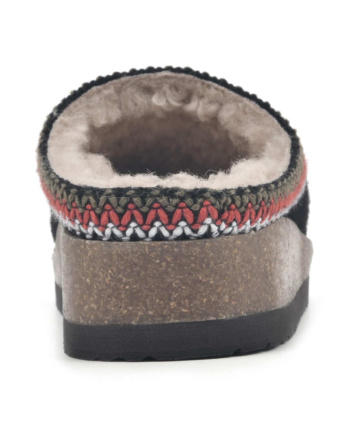 White Mountain Bundle Up Topstitched Faux Shearling Lined Mule Slipper In Black