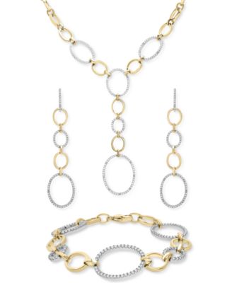 Diamond Oval Link Jewelry Collection In 14k Gold Plated Sterling Silver Created For Macys