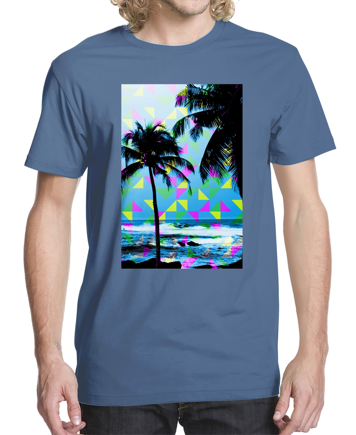Men's Triangle Tropic Graphic T-shirt - Heather Indigo