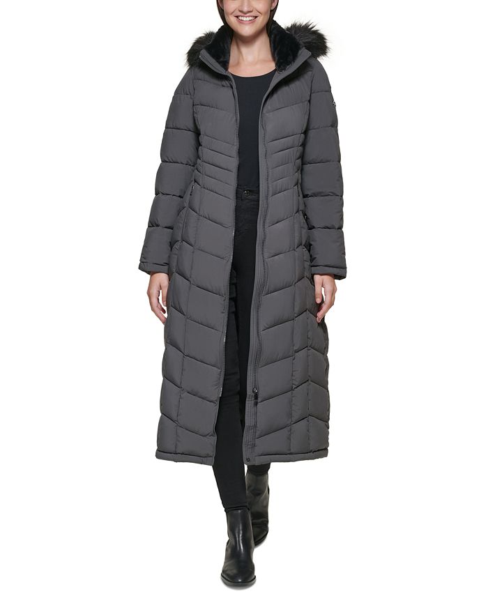 Calvin Klein Hooded Faux-Fur-Trim Maxi Puffer Coat & Reviews - Coats &  Jackets - Women - Macy's