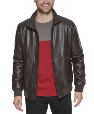 macys leather bomber jacket