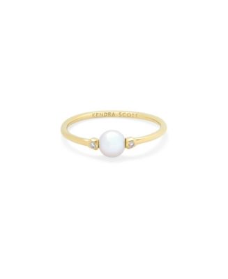 Cathleen 14k Yellow Gold Band Ring in Pearl - 7