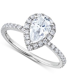 IGI Certified Lab Grown Diamond Pear-Cut Halo Engagement Ring (1-1/2 ct. t.w.) in 14k White Gold