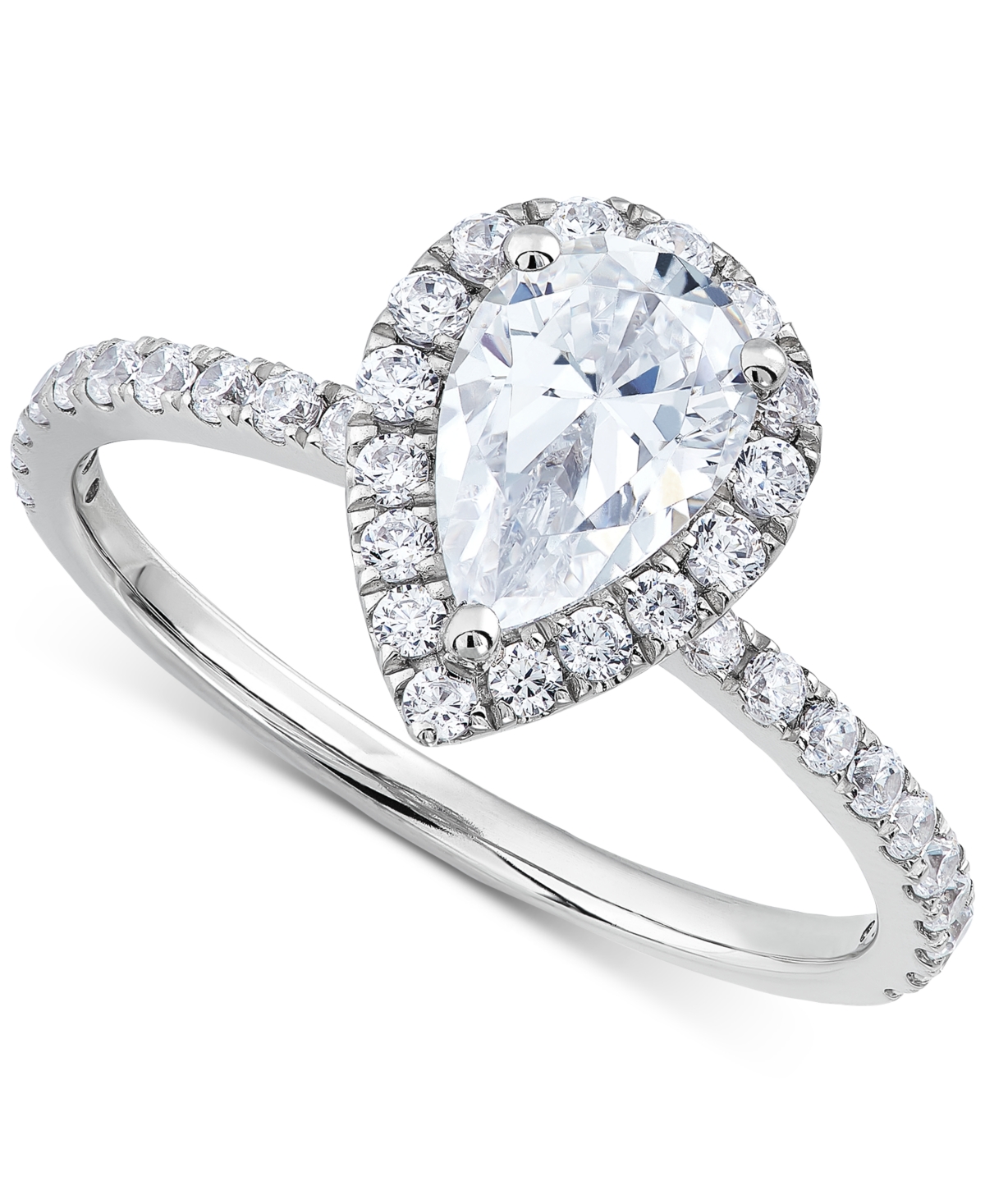 Igi Certified Lab Grown Diamond Pear-Cut Halo Engagement Ring (1-1/2 ct. t.w.) in 14k White Gold - White Gold