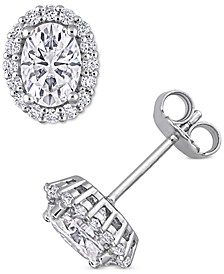 Lab-Created Moissanite Oval Halo Stud Earrings (2-1/3 ct. t.w.) in Sterling Silver