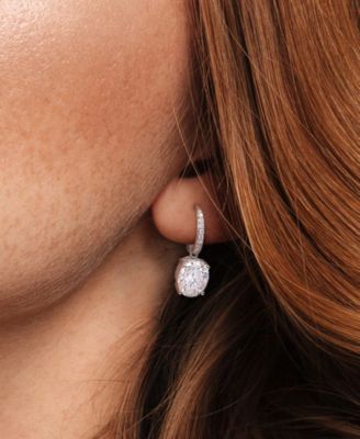 Lab-Grown Moissanite Oval Leverback Drop Earrings (5-1/5 ct. t.w.) in Sterling Silver
