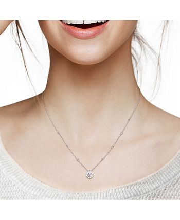 Macy's - Lab-Created Moissanite Teardrop Halo 18" Pendant Necklace (1-1/2 ct. t.w.) in Sterling Silver