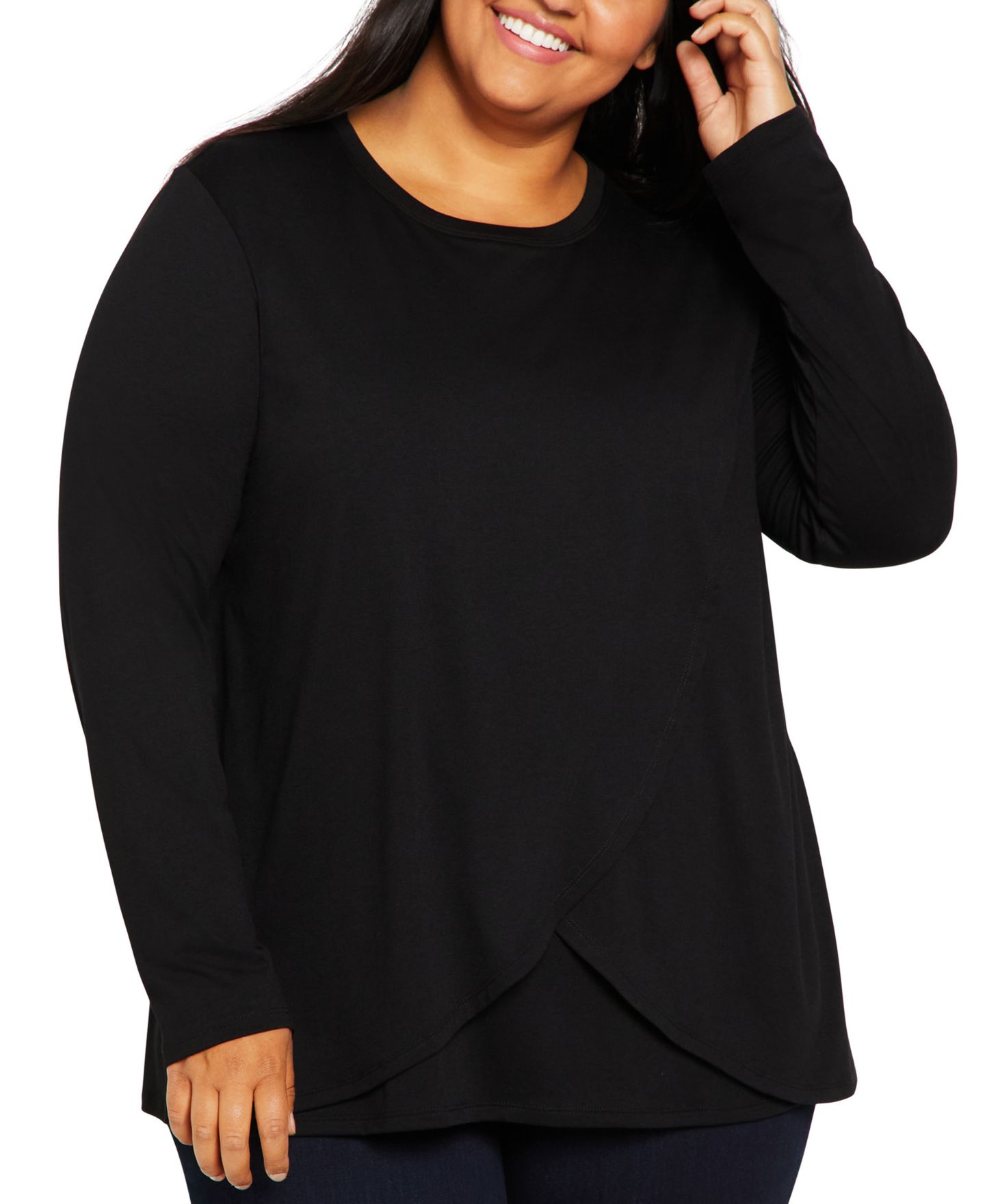 Женская футболка Motherhood Maternity Plus Size Crewneck Nursing, цвет: Чёрный — фото 4