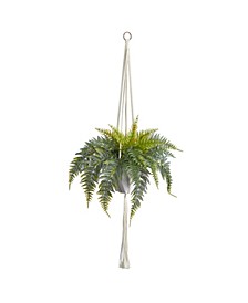 25" Fern Hanging Artificial Plant in Decorative Basket