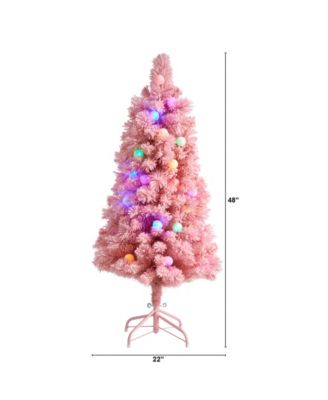 Holiday Frosted Cashmere Artificial Christmas Tree with 30 Jumbo Globe LED Lights, 4'