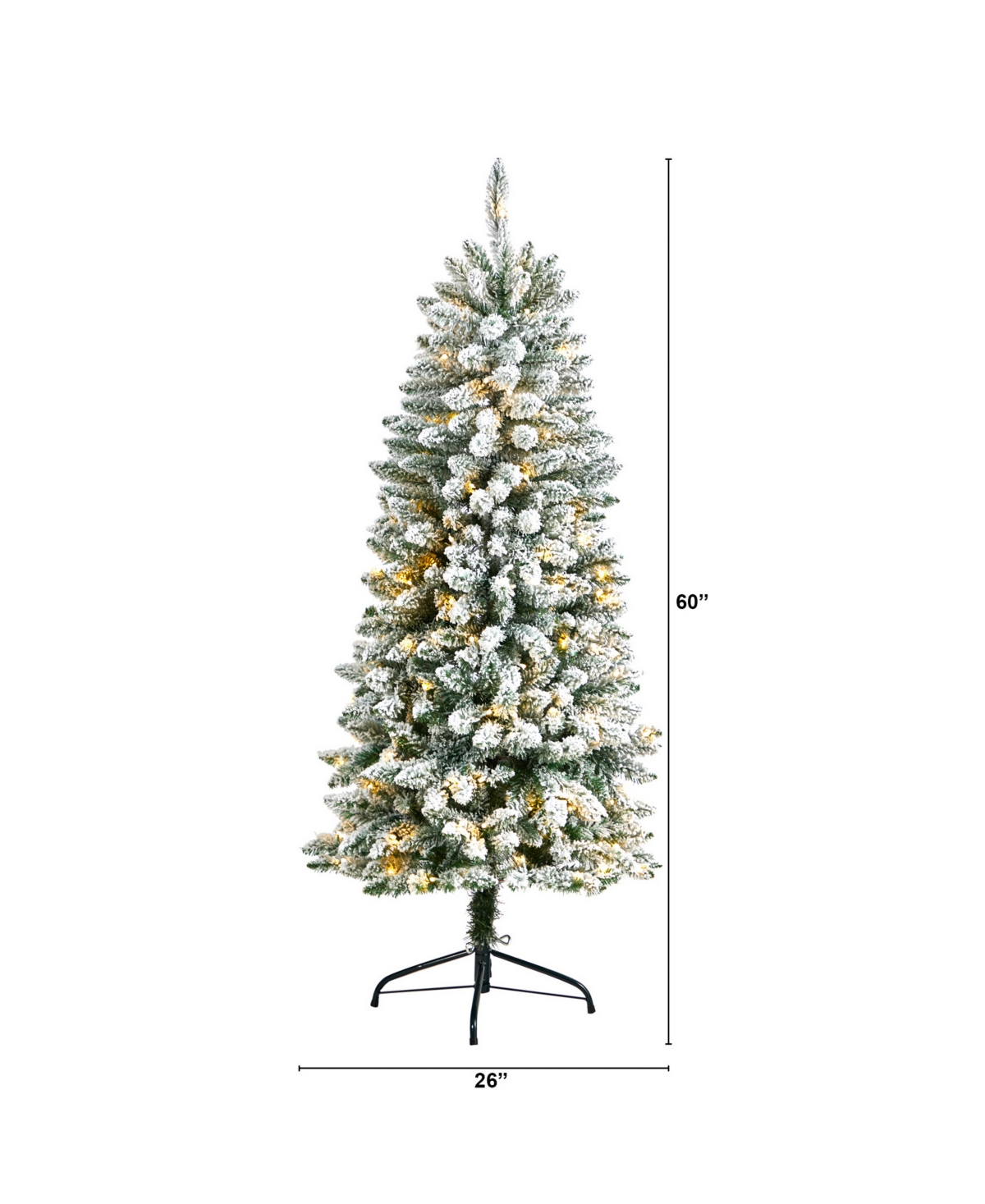 Slim Flocked Montreal Fir Artificial Christmas Tree with 150 Warm Led Lights and 491 Bendable Branches,