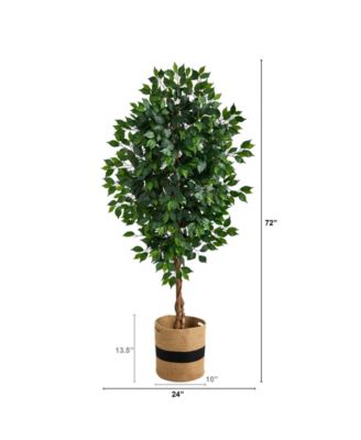 6' Ficus Artificial Tree with Natural Trunk in Planter