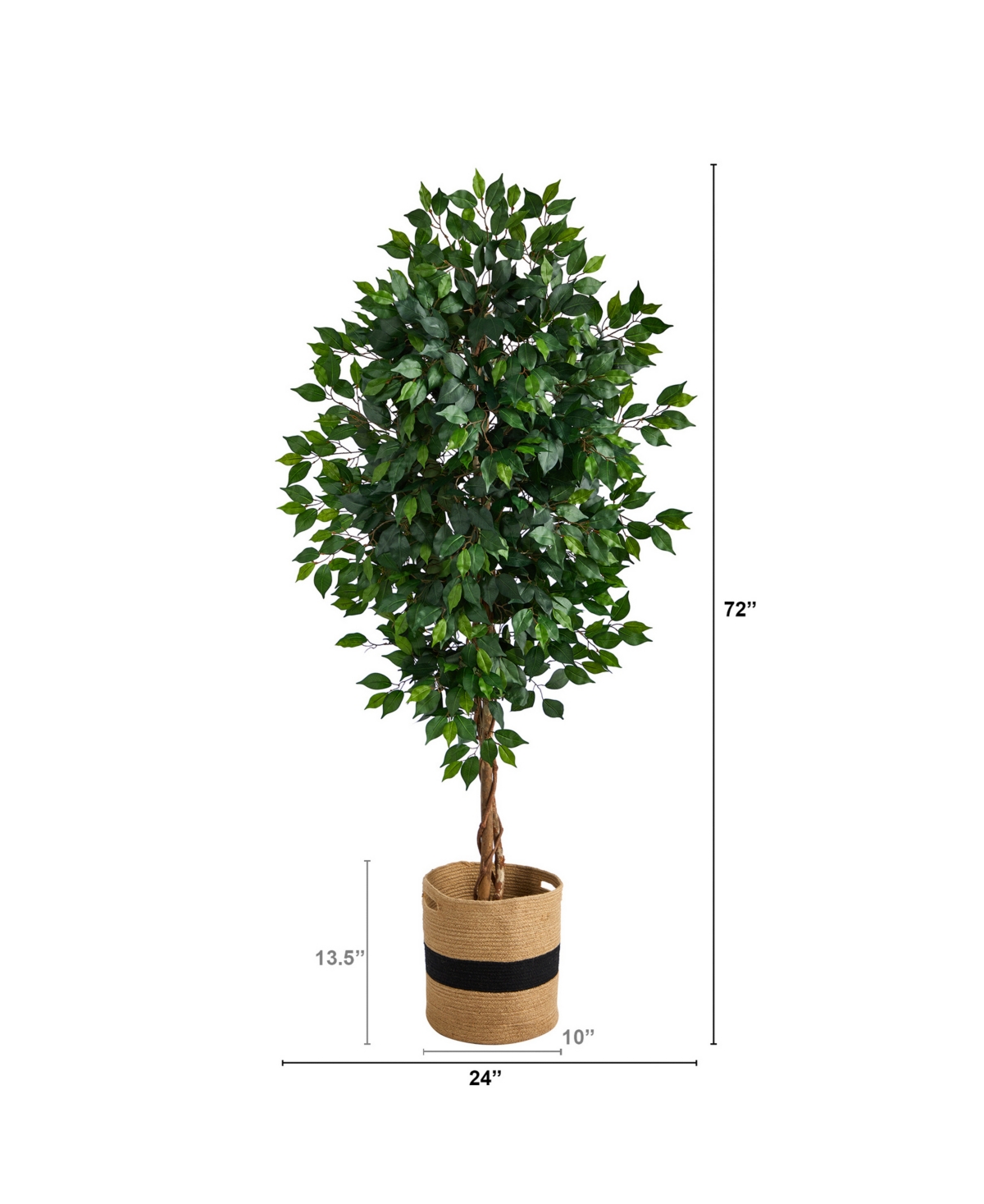 NEARLY NATURAL 6' FICUS ARTIFICIAL TREE WITH NATURAL TRUNK IN PLANTER 