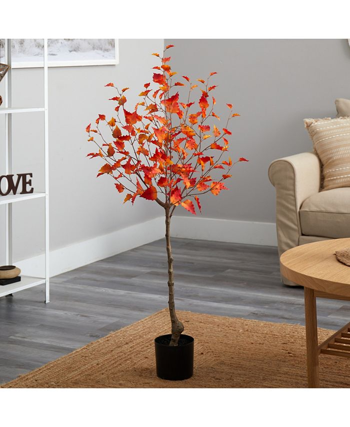 Nearly Natural 4' Fall Birch Artificial Autumn Tree Macy's