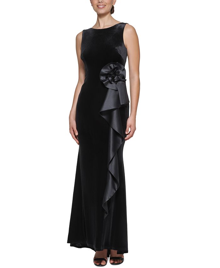 Jessica howard shop velvet mesh gown