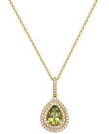 EFFY® Peridot (7/8 ct. t.w.) & Diamond (1/4 ct. t.w.) 18" Pendant Necklace in 14k Gold