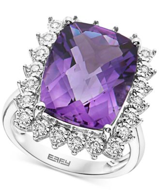EFFY Collection - Amethyst (9-7/8 ct. t.w.) & Diamond (1/5 ct. t.w.) Ring in 14k White Gold