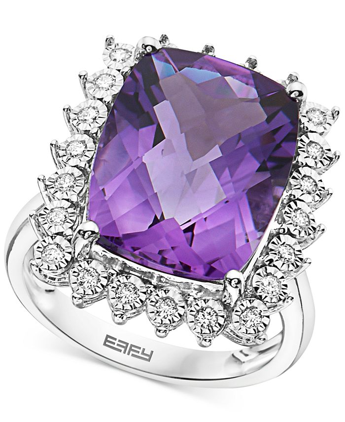EFFY Collection - Amethyst (9-7/8 ct. t.w.) & Diamond (1/5 ct. t.w.) Ring in 14k White Gold