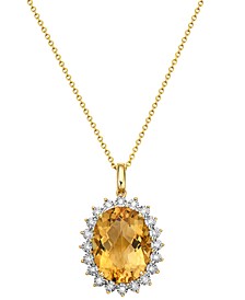 EFFY® Citrine (9-1/5 ct. t.w.) & Diamond (1/5 ct. t.w.) 18" Pendant Necklace in 14k Gold
