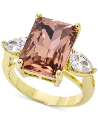 Photo 1 of SIZE 7 Charter Club Emerald Cut Crystal Ring in Silver Plate, Gold or Rose Gold Plate, Created for Macy's