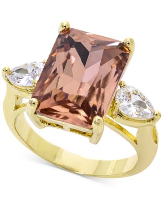 Photo 1 of SIZE 10 Charter Club Emerald Cut Crystal Ring in Silver Plate, Gold or Rose Gold Plate, Created for Macy's