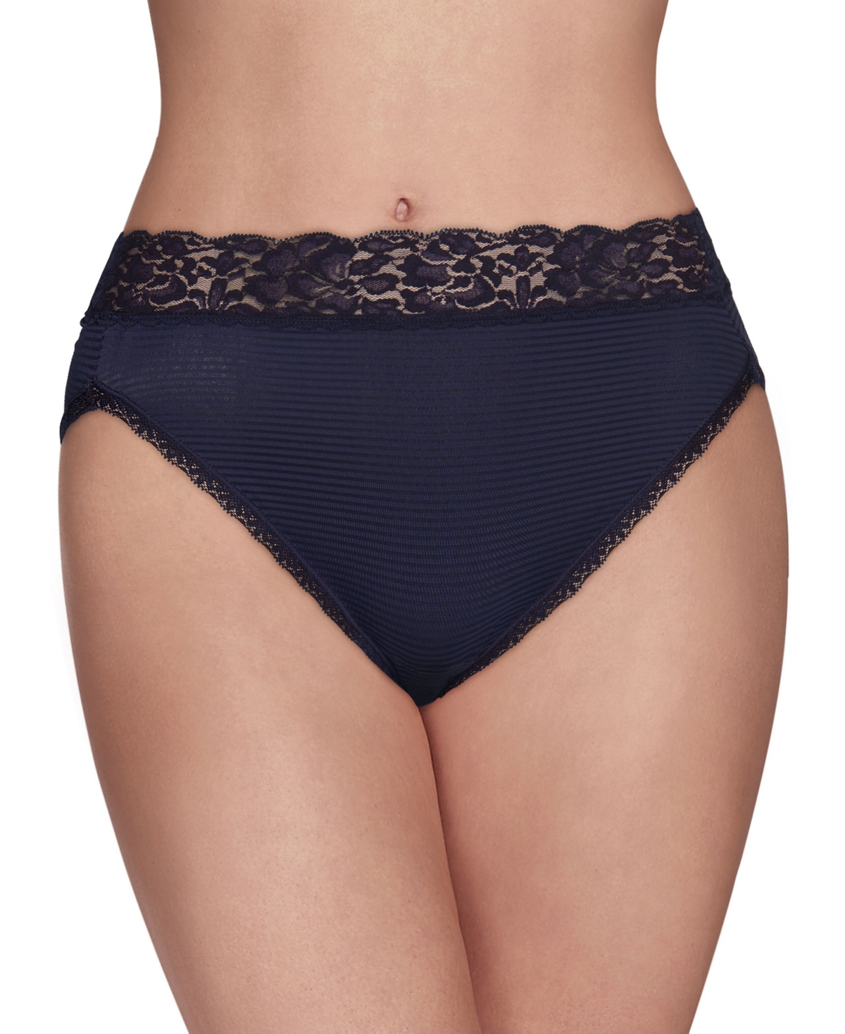 Women's Flattering Lace Hi-Cut Panty Underwear 13280, extended sizes available - Raspberry Haze Stripe