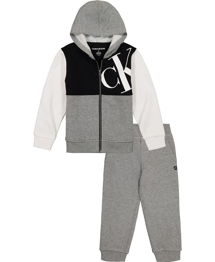 Calvin Klein Toddler Boys Colorblock Zip Up Fleece Sweatsuit and Fleece  Joggers, 2 Piece Set & Reviews - Sets & Outfits - Kids - Macy's