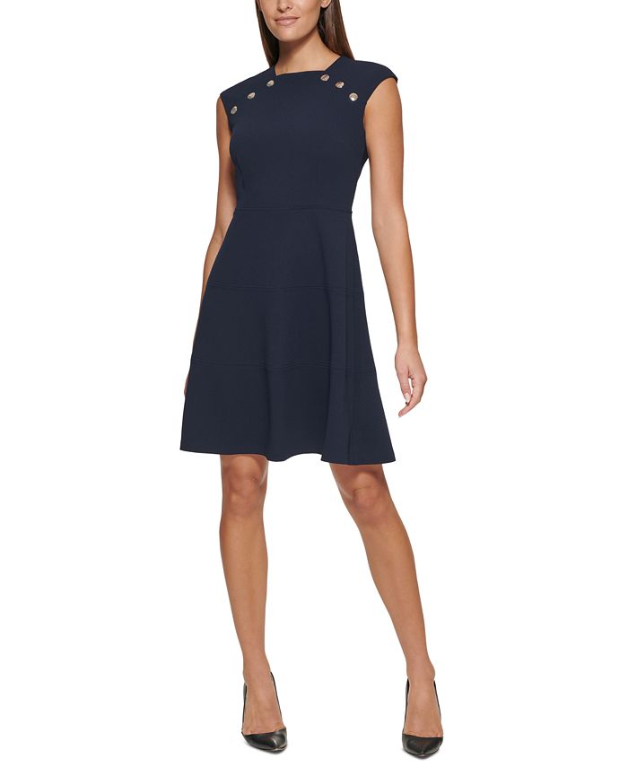 Tommy Hilfiger Button-Detail Fit & Flare Dress - Macy's