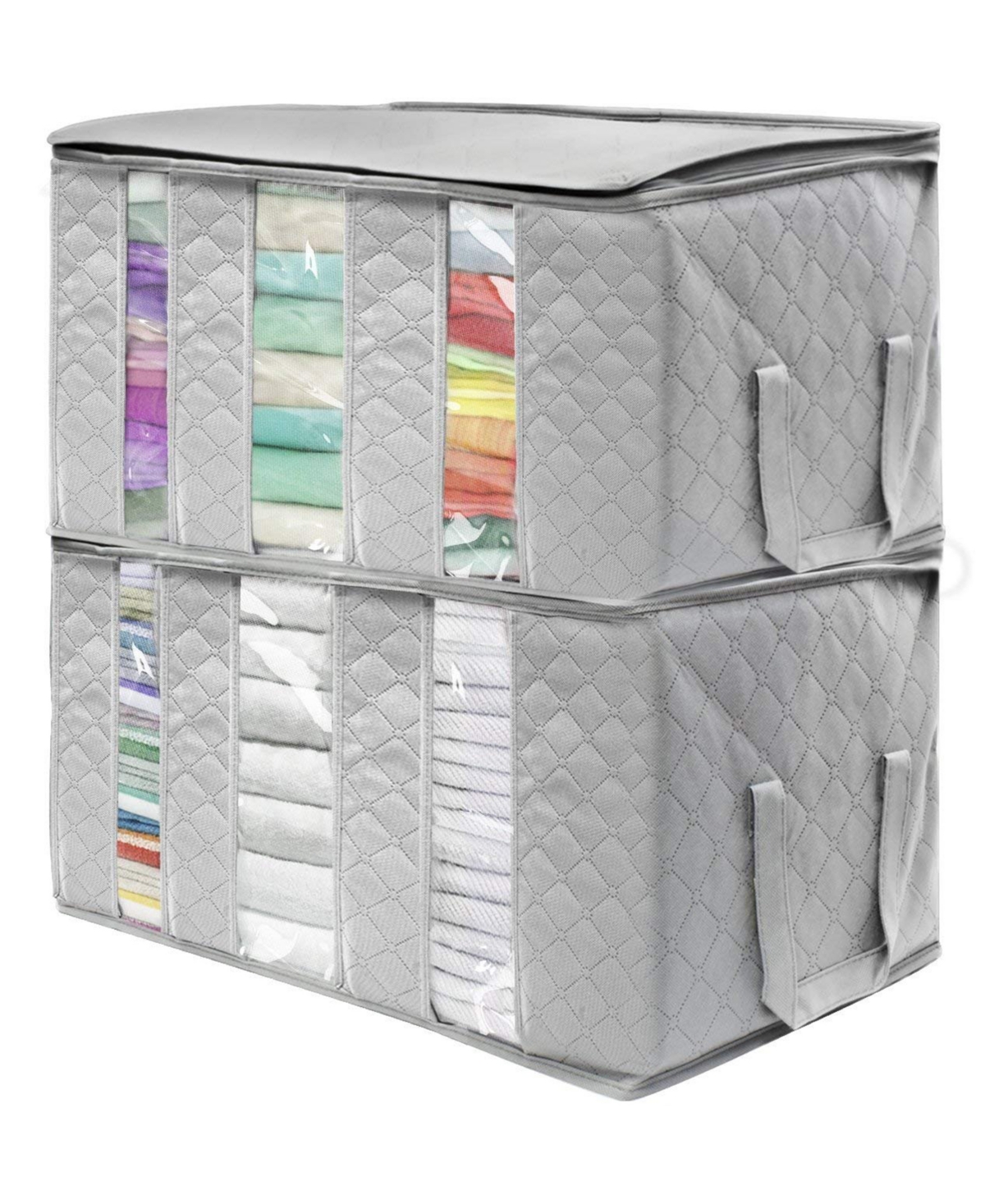 Foldable 3 Sectional Storage Organizer Bag, Set of 2 - Gray
