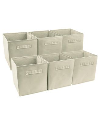 11 Inch 6 Pack Foldable Fabric Storage Cube Bins with Handles - for Organizing Pantry, Closet, Nursery, Playroom, and More 