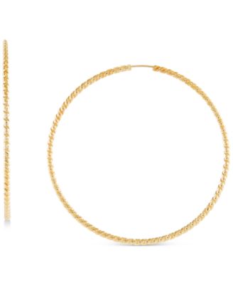 Macy's - Medium Textured Endless Hoop Earrings in 10k Gold, 45mm