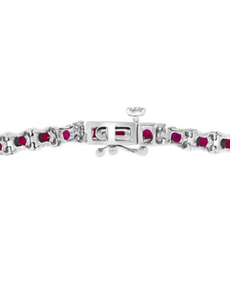 EFFY&reg; Sapphire (3-7/8 ct. t.w) & Diamond (1/4 ct. t.w.) Tennis Bracelet in Sterling Silver (Also available in Emerald and Ruby)
