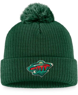 Men's Green Minnesota Wild Core Primary Logo Cuffed Knit Hat with Pom