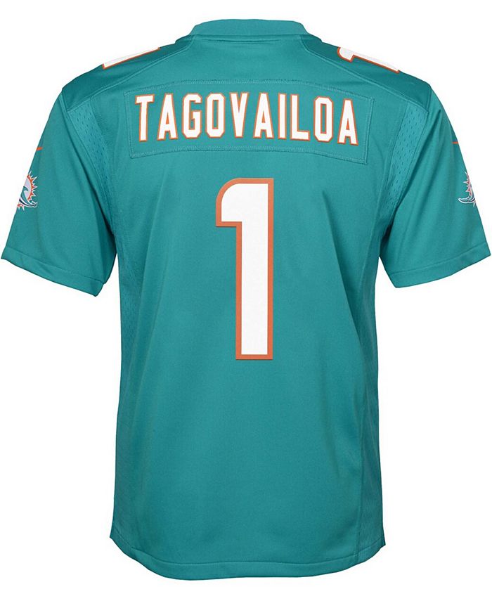 NFL Pro Line Men's Tua Tagovailoa Aqua Miami Dolphins Logo Player Jersey