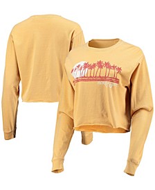 Women's Gold Florida State Seminoles Beach Club Cropped Long Sleeve T-shirt