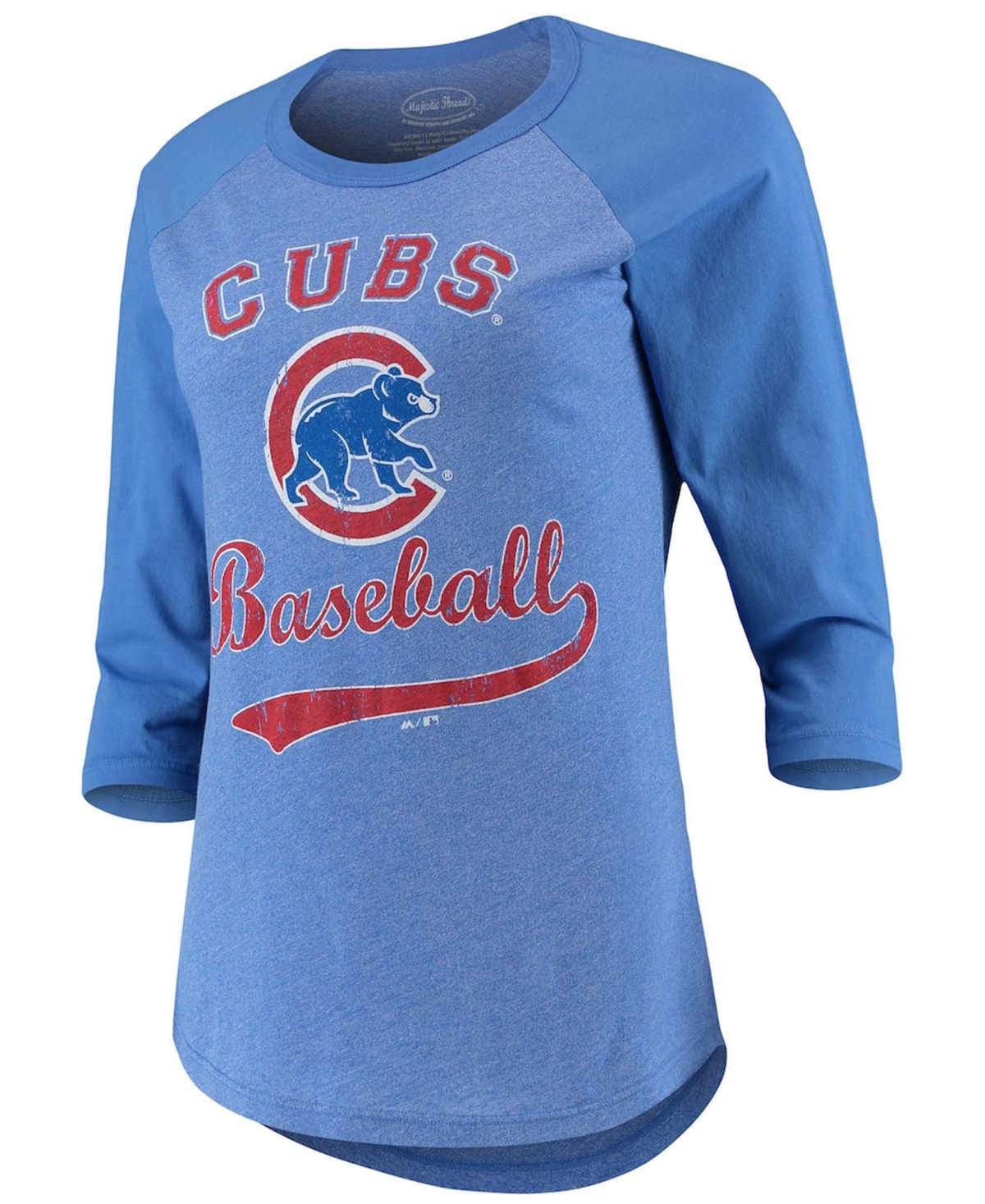 Women's Royal Chicago Cubs Team Baseball Three-Quarter Raglan Sleeve Tri-Blend T-shirt - Royal