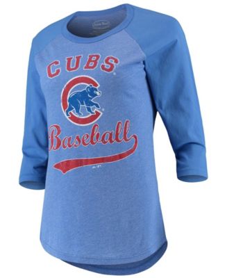 Majestic Chicago Cubs Women's Tri-Blend Short Sleeve T-shirt Dress - Royal  - Macy's