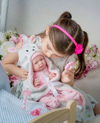 La Newborn Nursery 15.5" Baby Doll Bunting Bunny Gift Set, 9 Pieces