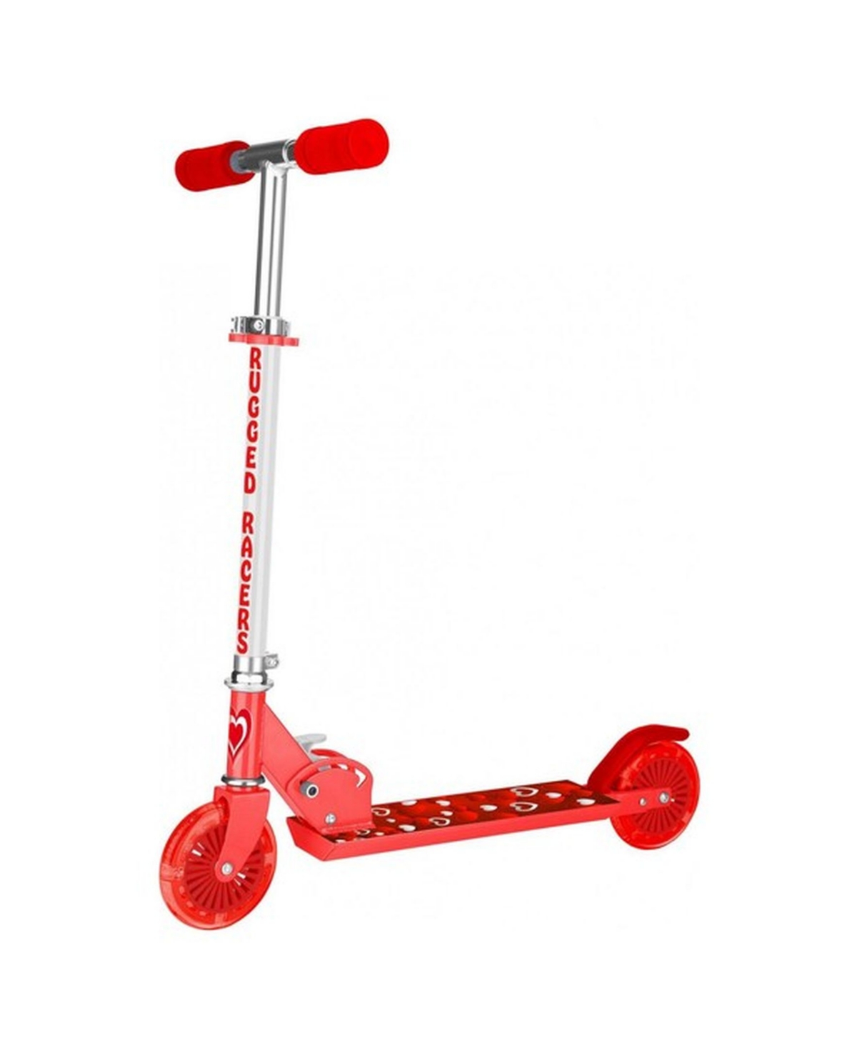 Rugged Racers 2 Wheel Scooter With Heart Print And Led Lights In Red