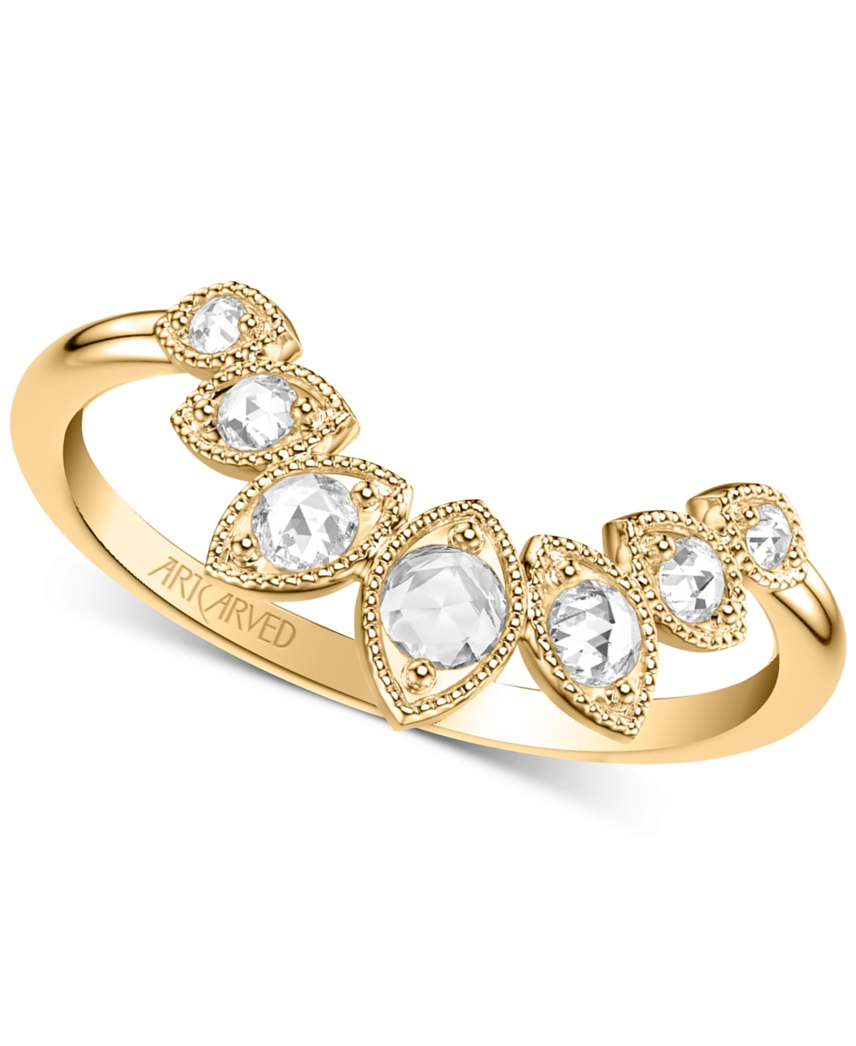 Artcarved Art Carved Diamond Rose-Cut Milgrain Wedding Band (1/5 ct. t.w.) in 14k White, Yellow or Rose Gold