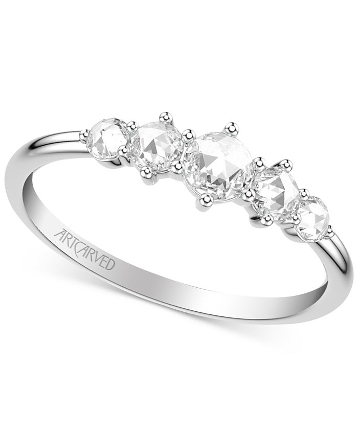 ArtCarved - Diamond Rose-Cut Graduated Wedding Band (3/8 ct. t.w.) in 14k Gold