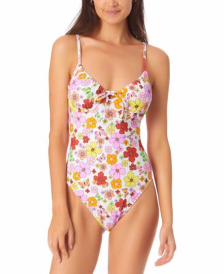 floral print one piece swimsuit