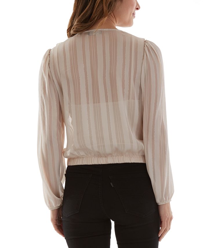 BCX Metallic Ruffled-Neck Sheer Surplice Blouse - Macy's