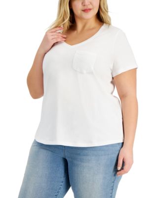 Style Co Plus Size Cotton Solid V Neck Top Created for Macy s Macy s